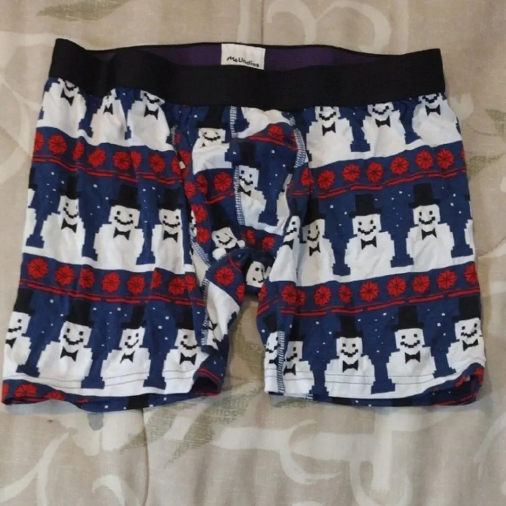 Brand New MeUndies Snowman Patterned Boxer Brief Size Small